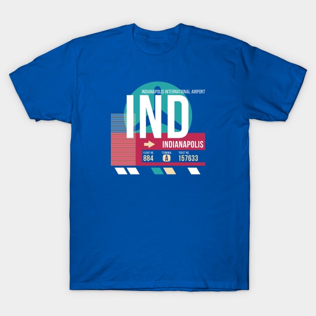 Indianapolis, Indiana (IND) Airport Code Baggage Tag T-Shirt by SLAG_Creative